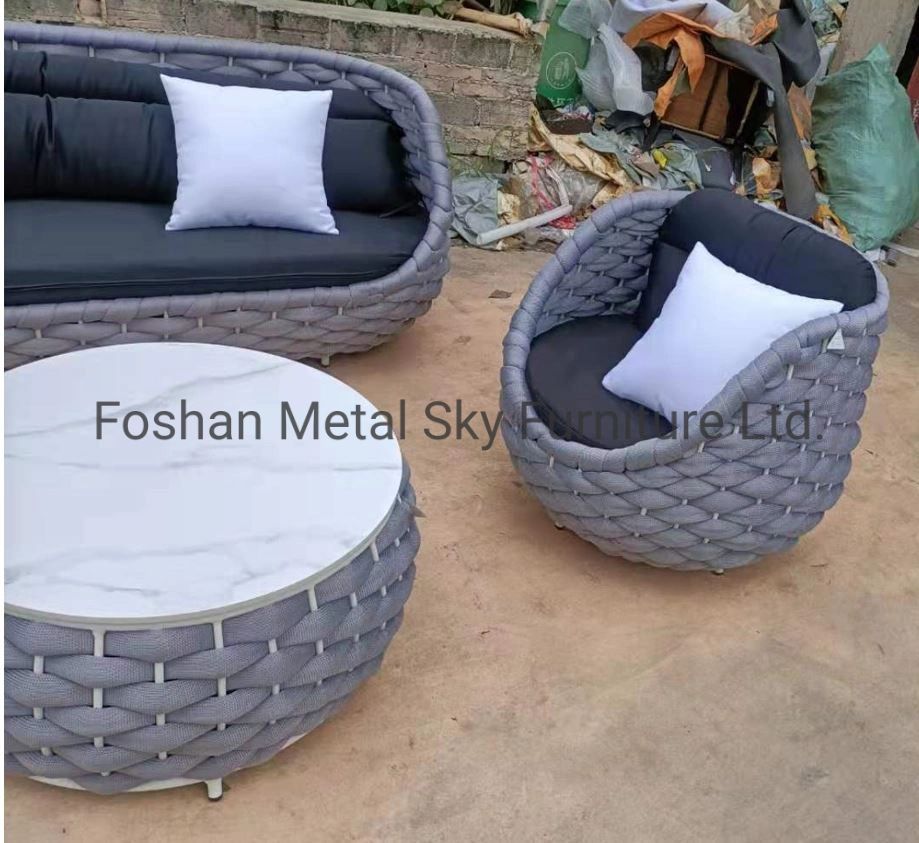 Outdoor Hotel Restaurant Patio Garden Aluminum Wicker Rope Rattan Sofa