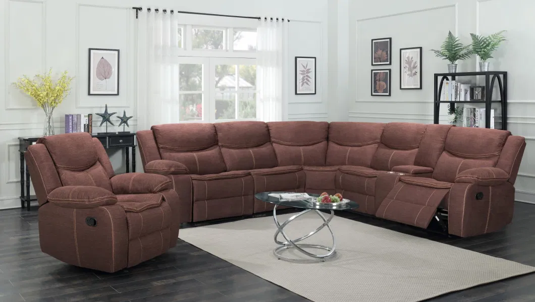 Cy Genuine Leather Corner Sofa Set 7 Seater Sectional Recliner Sofa Set