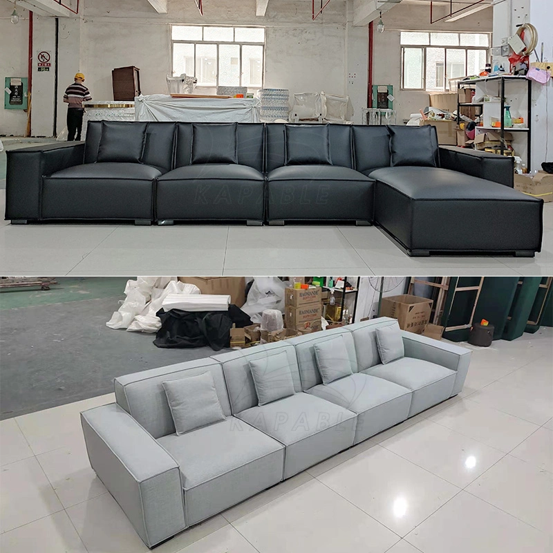 Modern Leisure Home Furniture Fabric Sectional Seatings Genuine L Shape Leather Corner Couch Mags Modular Sofa for Living Room